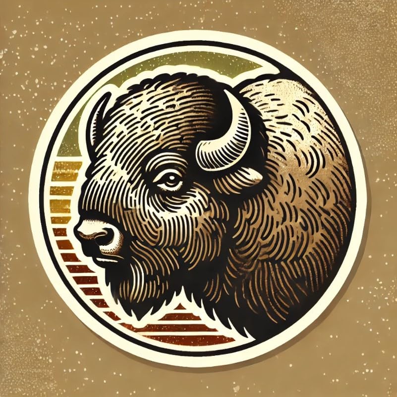 Vinyl sticker: Vintage Buffalo Sticker for Laptop, Car, Wall, Bumper, Window, Truck, Waterproof Vinyl Decal for Water Bottle
