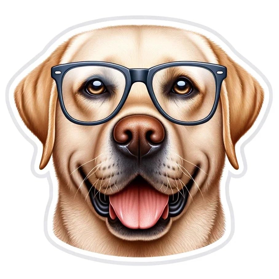 Vinyl sticker: Sticker Labrador Retriever Glasses Patriotic Dog Vinyl Decal American Flag & Cute Dogs in Glasses USA Pride Canine Waterproof Décor for Laptops Water Bottles Waterproof Dog Sticker (8")