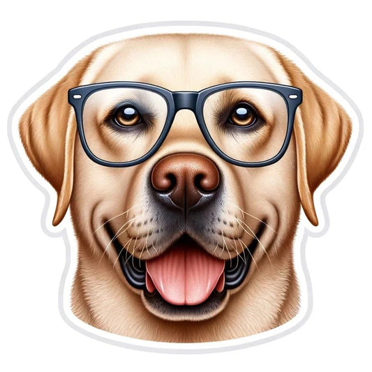 Vinyl sticker: Sticker Labrador Retriever Glasses Patriotic Dog Vinyl Decal American Flag & Cute Dogs in Glasses USA Pride Canine Waterproof Décor for Laptops Water Bottles Waterproof Dog Sticker (8")