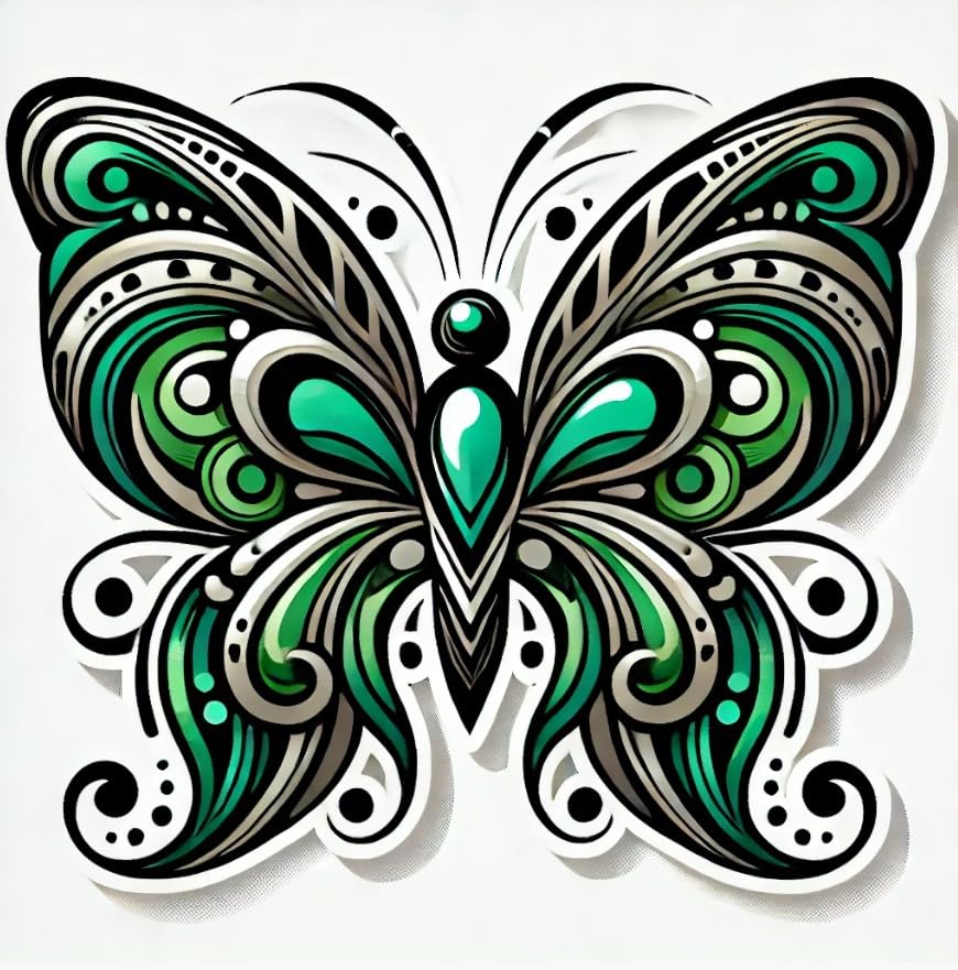 Vinyl sticker: Tribal Butterfly Sticker for Laptop, Wall, Car, Window, Waterproof Decal for Bumper, Truck, and Water Bottles