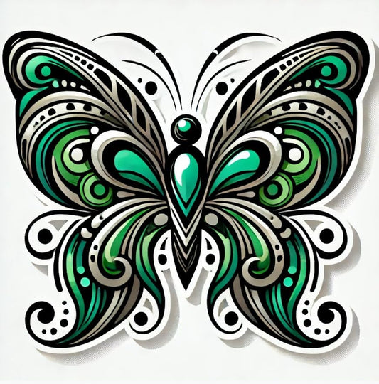 Vinyl sticker: Tribal Butterfly Sticker for Laptop, Wall, Car, Window, Waterproof Decal for Bumper, Truck, and Water Bottles