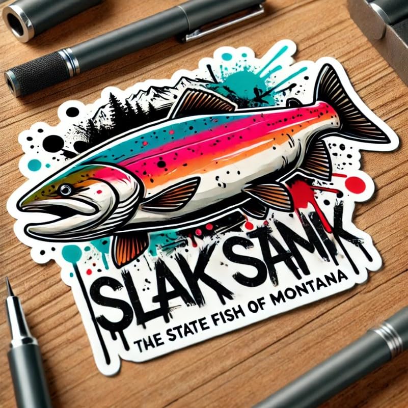 Vinyl sticker: Clark's Salmon Graffiti Sticker for Laptop, Wall, Car, Window, Bumper, Decal, Truck, Waterproof, Auto, Water Bottle