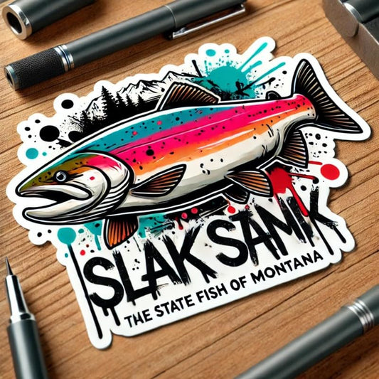 Vinyl sticker: Clark's Salmon Graffiti Sticker for Laptop, Wall, Car, Window, Bumper, Decal, Truck, Waterproof, Auto, Water Bottle