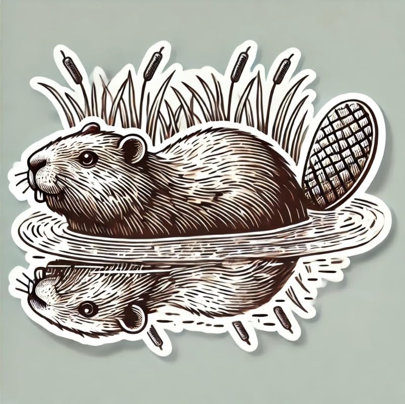 Vinyl sticker: Swimming Beaver Sticker – Waterproof Vinyl Decal for Laptop, Wall, Car, Window, Bumper, Truck, and Water Bottle – Serene Nature Design