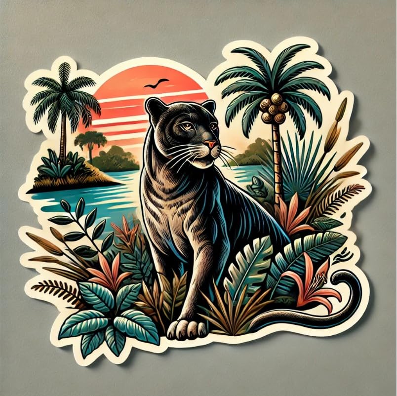 Vinyl sticker: Florida Panther Sticker - Majestic Florida Wildlife Symbol Decal for Laptop, Car, Window, Bumper, and Water Bottle (4)