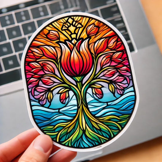 Vinyl sticker: Tulip Tree Indiana State Symbol Vinyl Sticker for Laptop, Wall, Car, Window, Bumper, Decal, Truck, Waterproof, Auto, Water Bottle. Variation 26