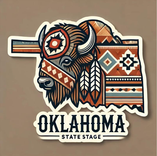 Vinyl sticker: Buffalo Oklahoma Vinyl Sticker for Laptop, Wall, Car, Window, Bumper, Decal, Truck, Waterproof Auto, Water Bottle – Modern Geometric Native Art Design (4)