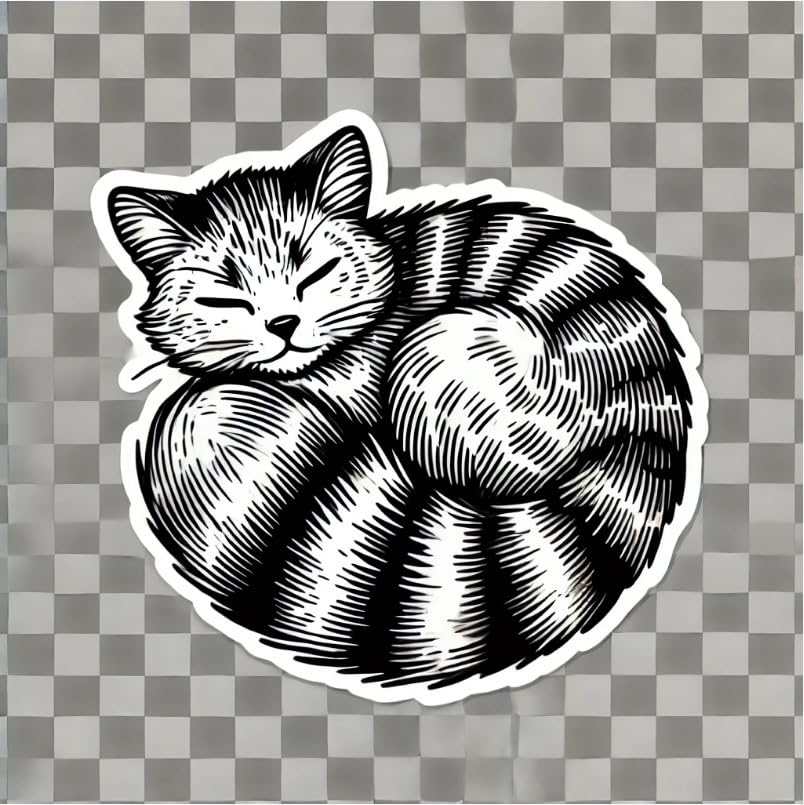 Vinyl sticker: Ring-Tailed Cat Bold Sketch Sleeping Pose Laptop Wall Car Window Bumper Sticker Decal Truck Waterproof Auto Water Bottle
