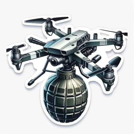Vinyl sticker: Classic FPV Military Drone with Grenade Decal Sticker for Car, Laptop, Wall, Window, Bumper, Truck, Waterproof Auto, Water Bottle (8)