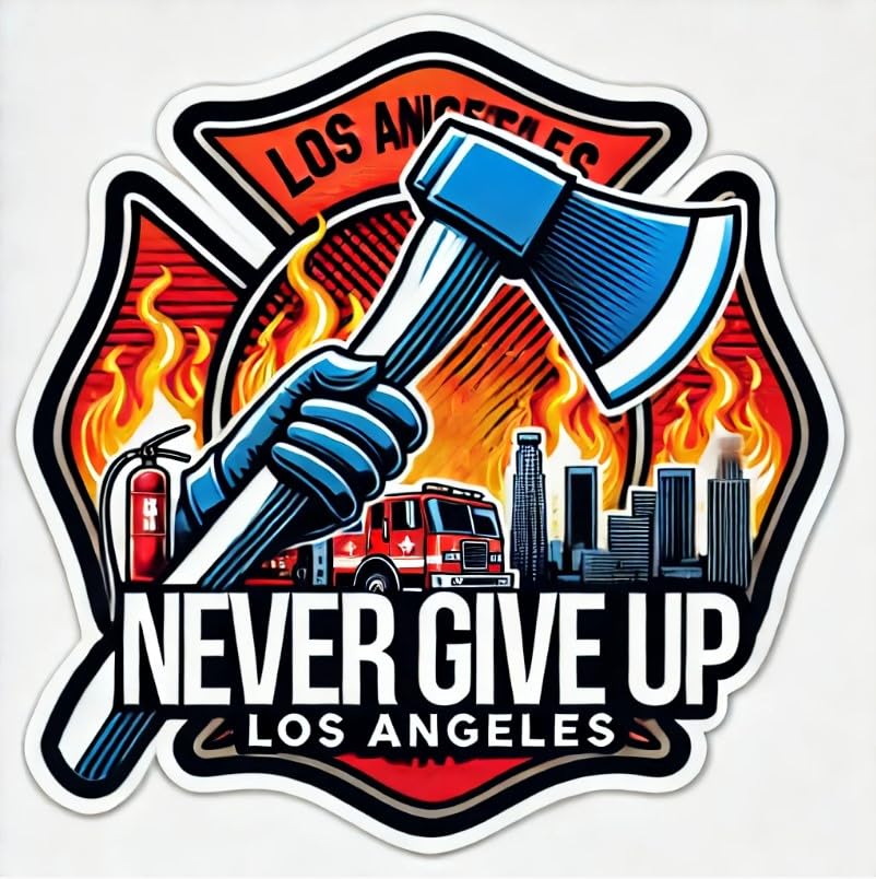 Vinyl sticker: Bravery in Every Step - Firefighter Boots Los Angeles Support Sticker (4)
