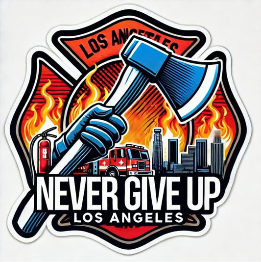 Vinyl sticker: Bravery in Every Step - Firefighter Boots Los Angeles Support Sticker (4)