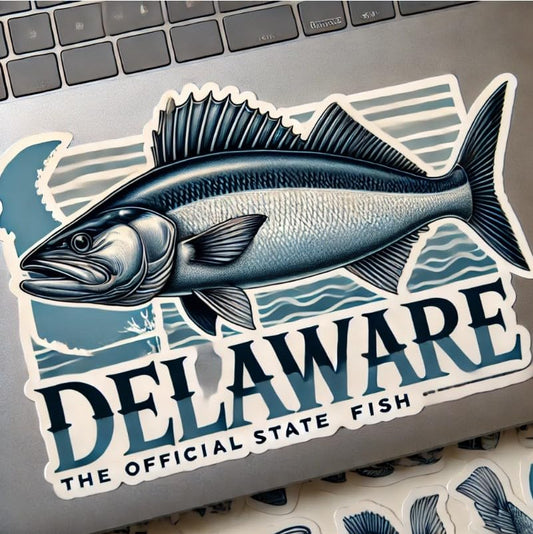 Vinyl sticker: Stylish Gray Weakfish Delaware Laptop Wall Car Window Bumper Sticker Decal Truck Waterproof Auto Water Bottle