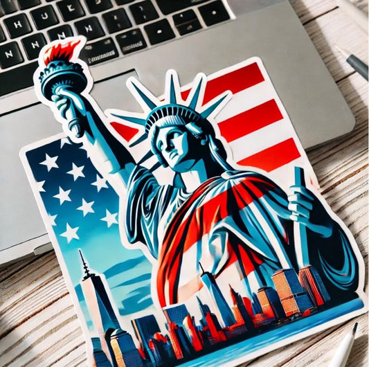 Vinyl sticker: Statue of Liberty Sticker – Patriotic New York Skyline Decal for Laptop, Car, Bumper, Window, Water Bottle – Vibrant Freedom Design, Waterproof Vinyl