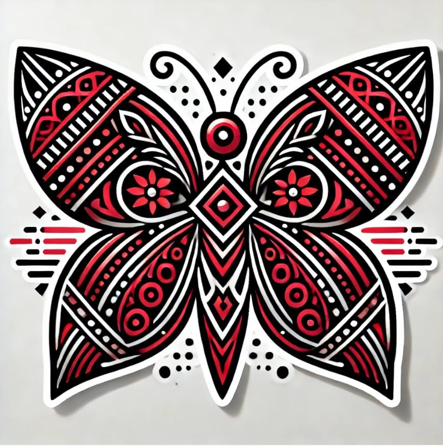 Vinyl sticker: Tribal Butterfly Sticker for Laptop, Car, Wall, Window, Waterproof Decal for Bumper, Truck, Water Bottles