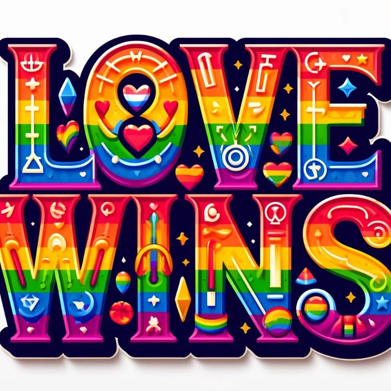 Vinyl sticker: Love Wins LGBTQ+ Pride Sticker Decal for Laptop, Wall, Car, Window, Bumper, Waterproof, Truck, Water Bottle