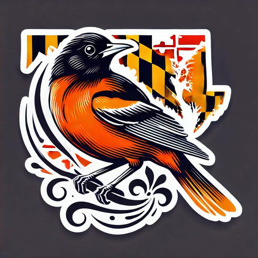 Vinyl sticker: Baltimore Oriole Bird Vinyl Sticker for Laptop Window Car Bumper Truck Auto Water Bottle Weatherproof Decal