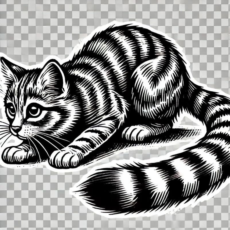 Vinyl sticker: Ring-Tailed Cat Bold Sketch Pouncing Pose Laptop Wall Car Window Bumper Sticker Decal Truck Waterproof Auto Water Bottle