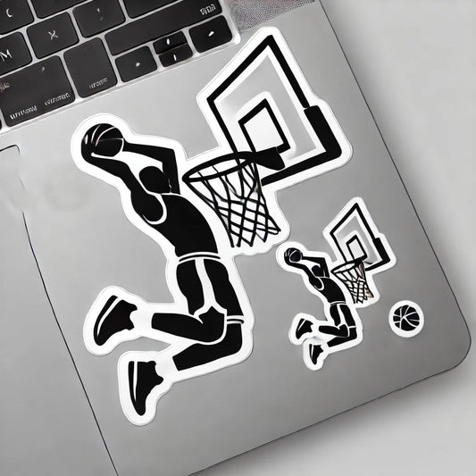 Vinyl sticker: Basketball Decal Sticker for Laptop, Wall, Car, Window, Bumper, Truck, Waterproof Auto, and Water Bottle - Minimalist Silhouette of Player Dunking (6)
