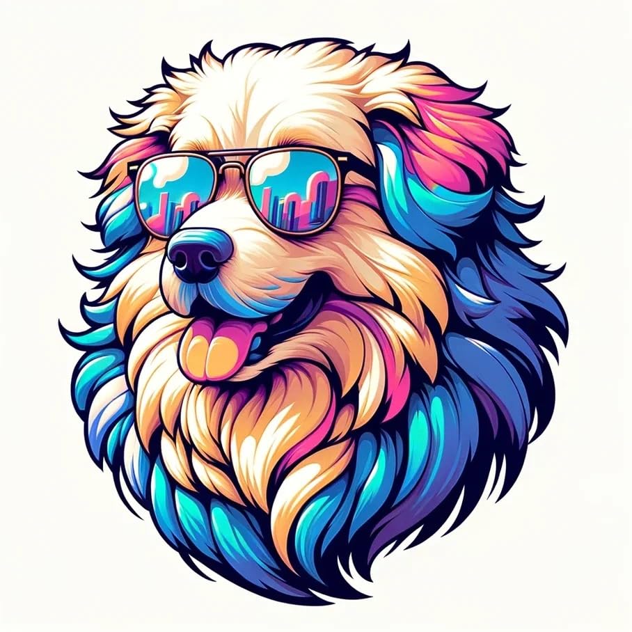 Vinyl sticker: Sticker Golden Retriever Glasses City Patriotic Dog Vinyl Decal American Flag & Cute Dogs in Glasses USA Pride Canine Waterproof Décor for Laptops Water Bottles Car Accessory (8")