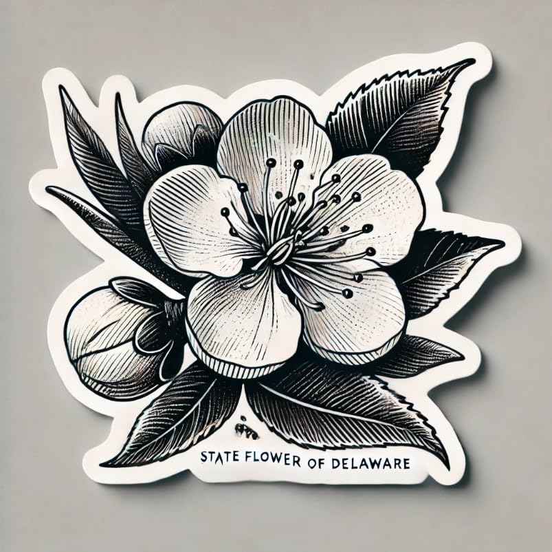 Vinyl sticker: Peach Blossom Laptop Wall Car Window Bumper Sticker Decal Truck Waterproof Auto Water Bottle – Monochrome Hand-Inked Floral Sketch. Variation 8