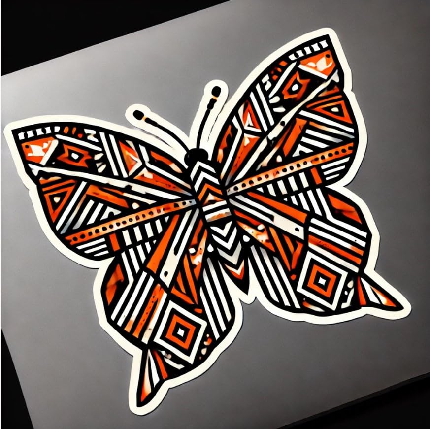 Vinyl sticker: Tribal Butterfly Sticker for Laptop, Car, Window, Wall, Waterproof Decal for Bumper, Truck, and Water Bottles (6)