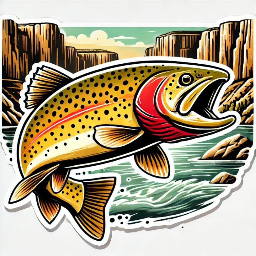 Vinyl sticker: Rio Grande Cutthroat Trout Vinyl Sticker – Waterproof Decal for Truck, Laptop, Wall, Car Window, Bumper, Water Bottle, and Auto Fans