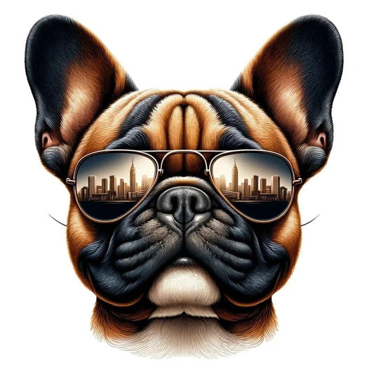 Vinyl sticker: Sticker French Bulldog Glasses City Patriotic Dog Vinyl Decal American Flag & Cute Dogs in Glasses USA Pride Canine Waterproof Décor for Laptops Water Bottles Baby Room