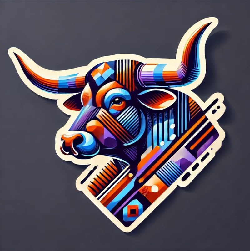 Vinyl sticker: Abstract Texas Longhorn Bull Decal – Artistic Vinyl Sticker for Laptop, Car, Wall, Window, Bumper, and Water Bottle – Waterproof and UV Resistant (6)