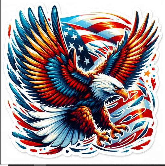 Vinyl sticker: USA Freedom Eagle Decal – Colorful Majestic Bird with American Flag, Perfect for Car Windows and Laptops (4)