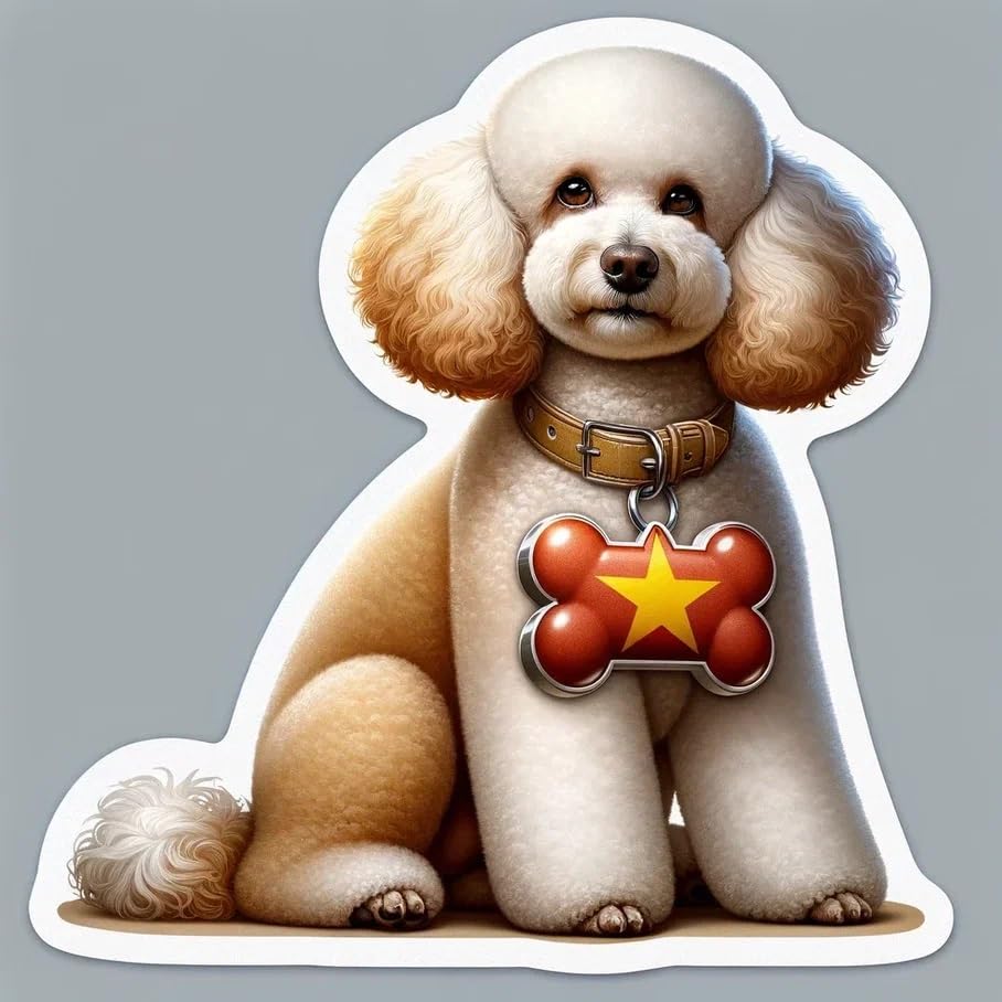 Vinyl sticker: Sticker Poodle Pendant Flag Vietnam Patriotic Dog Vinyl Decal American Flag & Cute Dogs in Glasses USA Pride Canine Waterproof Décor for Laptops Water Bottles Baby Room