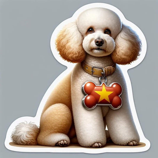 Vinyl sticker: Sticker Poodle Pendant Flag Vietnam Patriotic Dog Vinyl Decal American Flag & Cute Dogs in Glasses USA Pride Canine Waterproof Décor for Laptops Water Bottles Baby Room