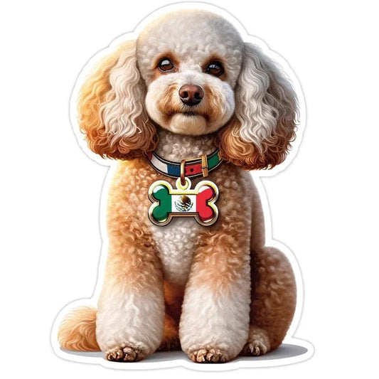 Vinyl sticker: Sticker Poodle Pendant Flag Mexico Patriotic Dog Vinyl Decal American Flag & Cute Dogs in Glasses USA Pride Canine Waterproof Décor for Laptops Water Bottles Baby Room