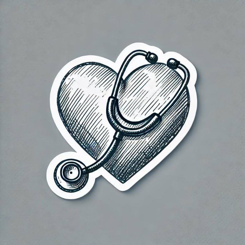 Vinyl sticker: Doctors' Day Hand-Drawn Stethoscope Heart Laptop Wall Car Window Bumper Sticker Decal Truck Waterproof Auto Water Bottle