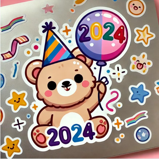 Vinyl sticker: Baby Bear 2024 Sticker for Laptop, Wall, Car, Window, Bumper, Decal, Waterproof Auto, and Water Bottle