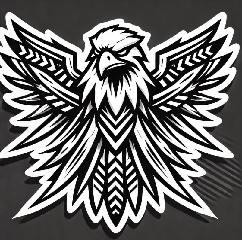 Vinyl sticker: Tribal Eagle Decal Sticker for Laptop, Car, Wall, Window, Bumper, and Truck – Edgy Abstract Bird Design, Monochrome Waterproof Vinyl Decor