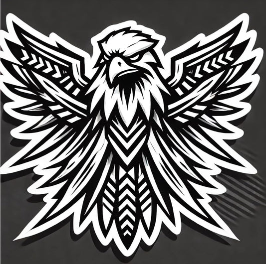Vinyl sticker: Tribal Eagle Decal Sticker for Laptop, Car, Wall, Window, Bumper, and Truck – Edgy Abstract Bird Design, Monochrome Waterproof Vinyl Decor