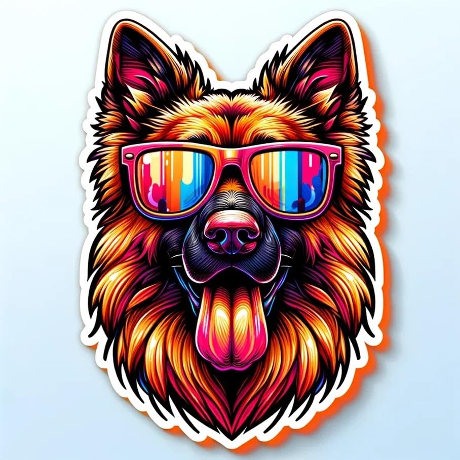 Vinyl sticker: Sticker Patriotic Dog Vinyl Decal American Flag & Cute Dogs in Glasses USA Pride Canine Waterproof Décor for Laptops Water Bottles Baby Room