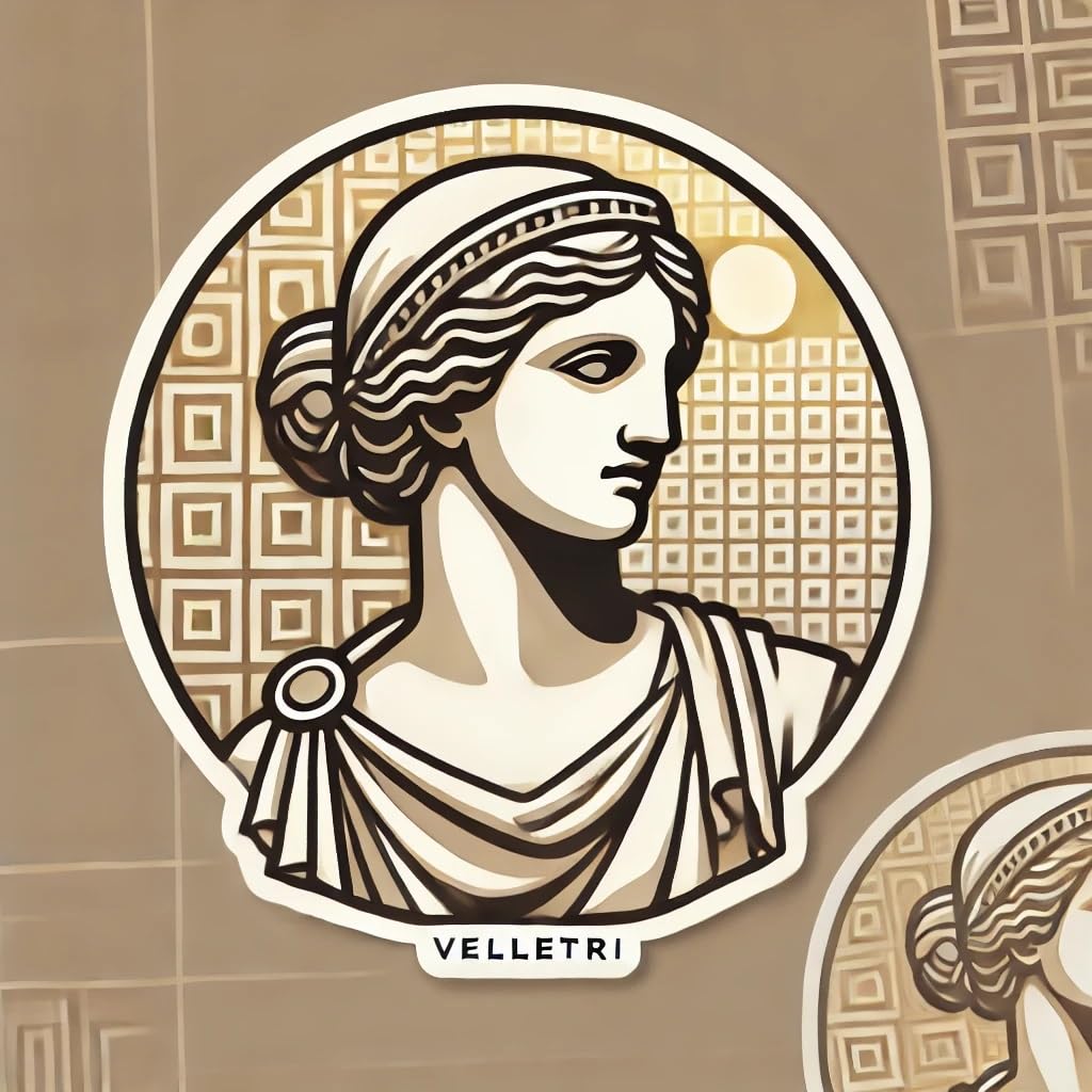 Vinyl sticker: Laptop Wall Car Window Bumper Sticker Decal - Athena Velletri Minimalist Bust with Mosaic Design Waterproof Vinyl for Auto and Water Bottle