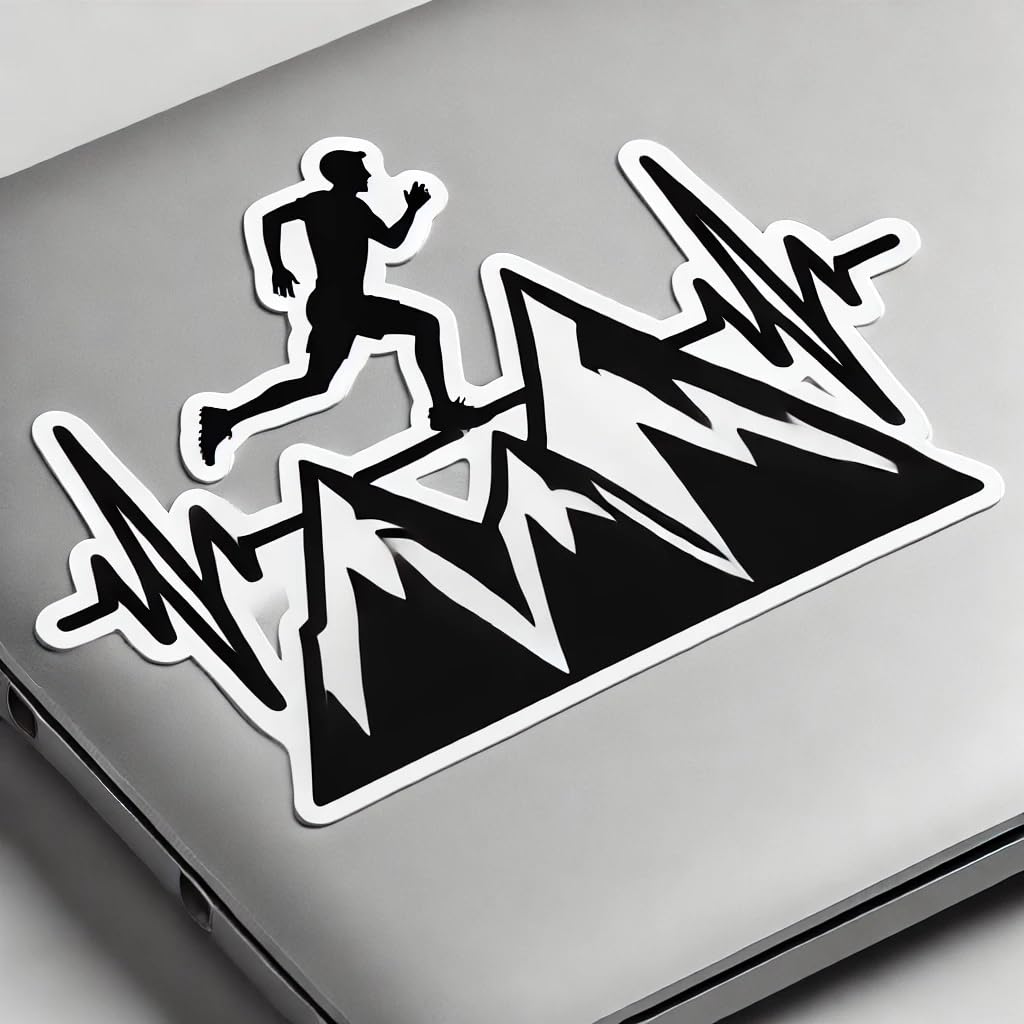 Vinyl sticker: Trail Running Heartbeat Sticker Decal for Laptop, Wall, Car, Window, Bumper, Truck, Waterproof Auto Water Bottle