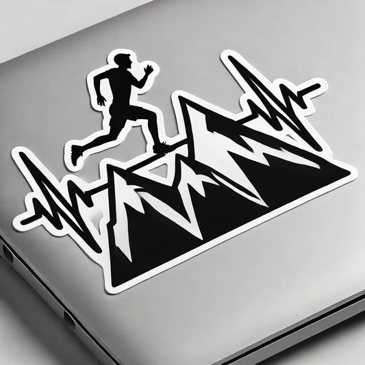 Vinyl sticker: Trail Running Heartbeat Sticker Decal for Laptop, Wall, Car, Window, Bumper, Truck, Waterproof Auto Water Bottle