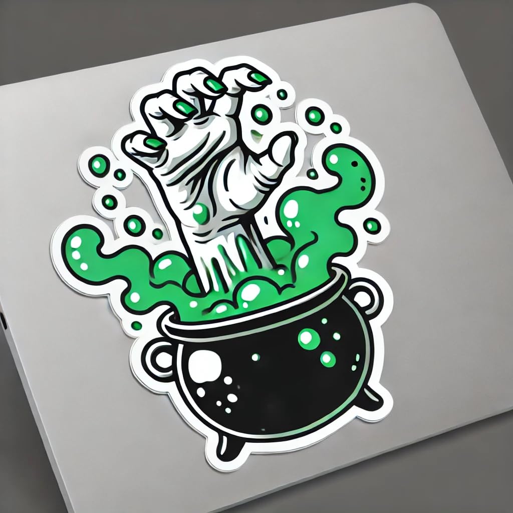 Vinyl sticker: Cute Ghost with Witch's Hat and Magic Wand Sticker for Laptop, Wall, Car, Window, Bumper, and Water Bottle - Waterproof Vinyl Decal for Truck and Auto (8)