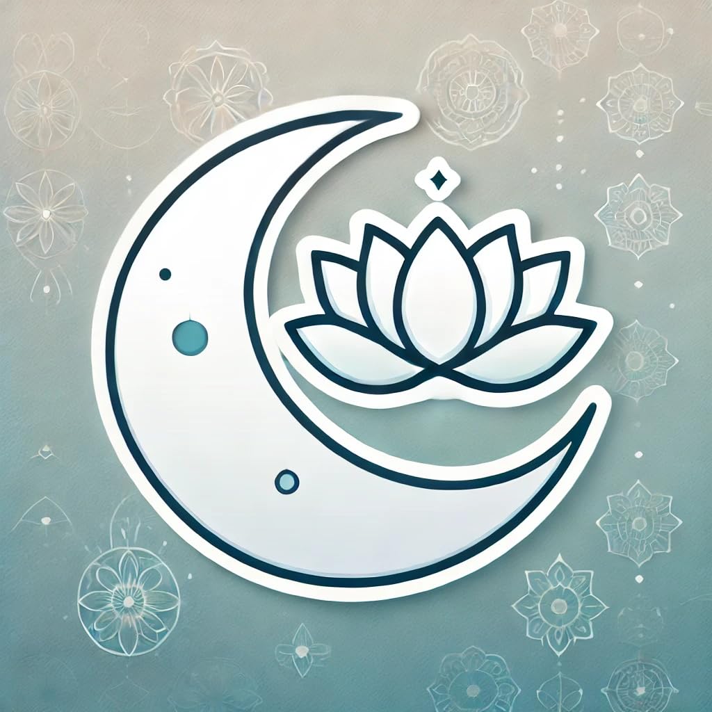 Vinyl sticker: Buddhist Crescent Moon Sticker Decal for Car, Laptop, Wall, Window, Bumper, Waterproof Vinyl Decoration with Sacred Lotus for Spiritual and Meditation Decor