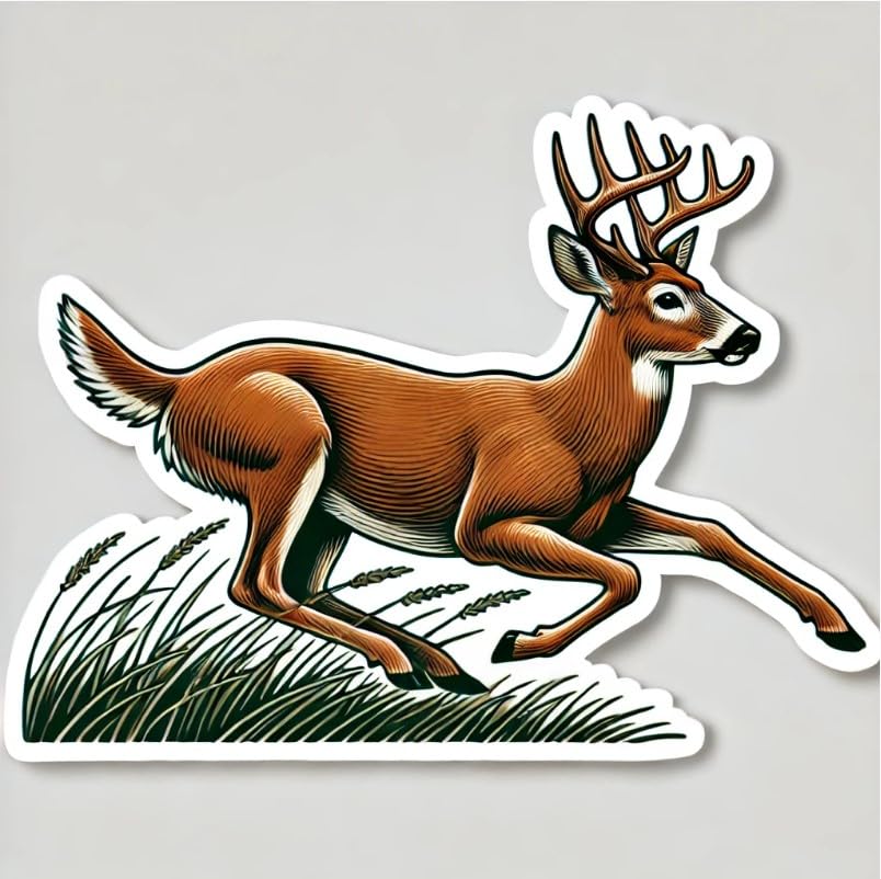 Vinyl sticker: Running White-Tailed Deer – Sticker Decal for Laptop, Wall, Car, Window, Bumper, Truck, Waterproof, Auto, Water Bottle (4)