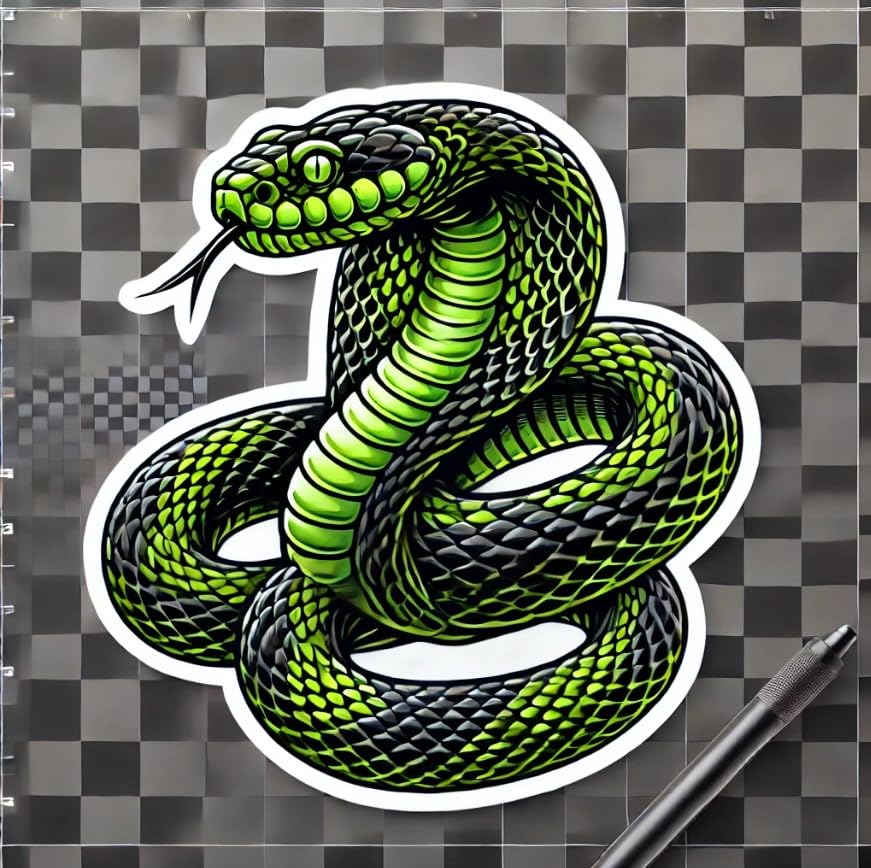 Vinyl sticker: Green Coiled Snake Sticker for Laptop, Wall, Car, Window, Bumper, Truck, Waterproof Decal, Auto, and Water Bottle (4)