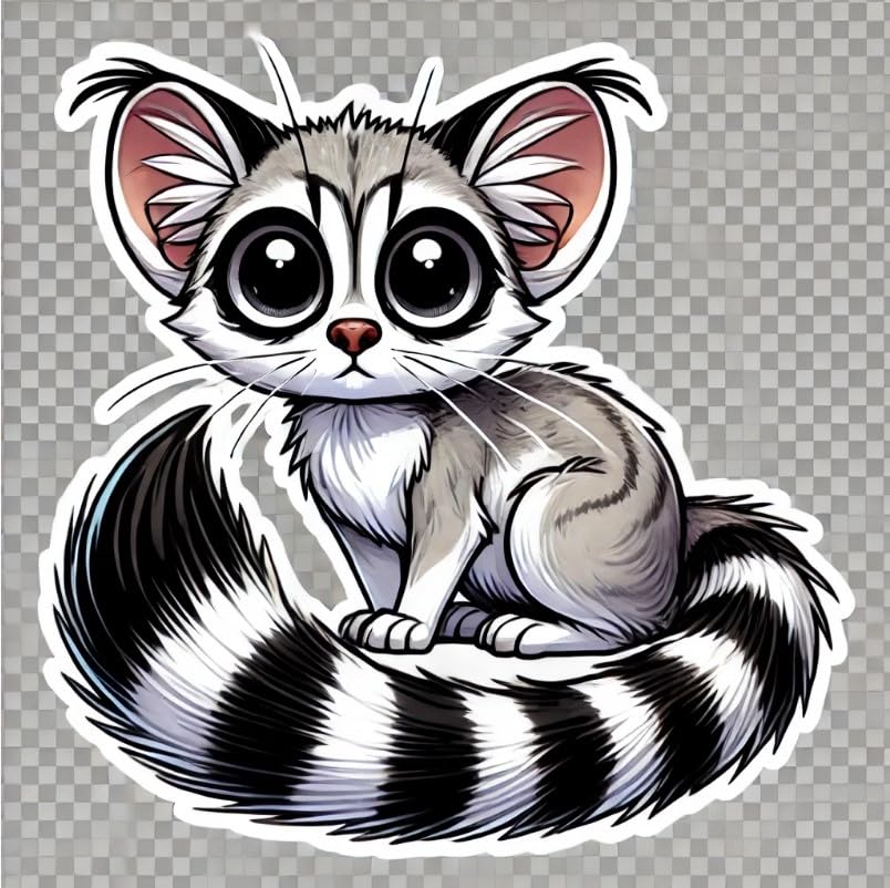 Vinyl sticker: Ring-Tailed Cat Cute Animal Laptop Wall Car Window Bumper Sticker Decal Truck Waterproof Auto Water Bottle