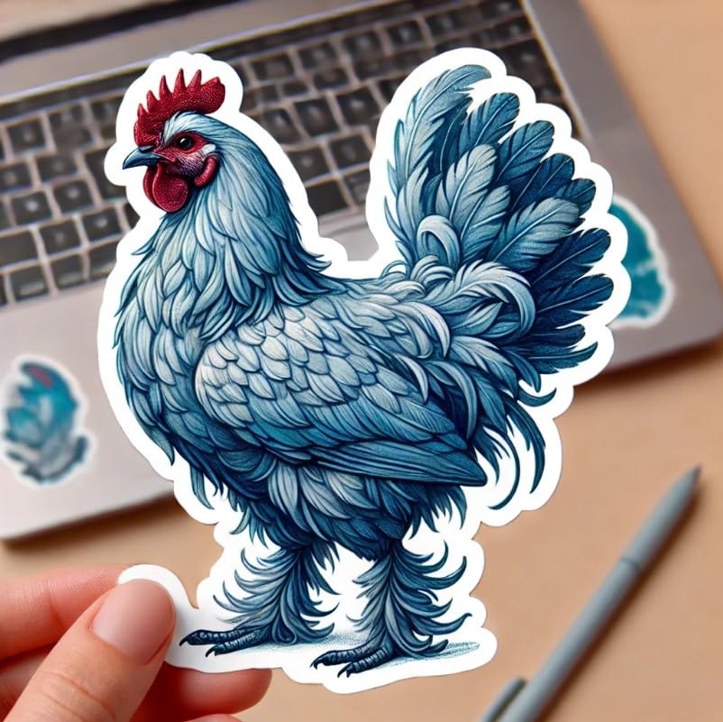 Vinyl sticker: Blue Hen Laptop Wall Car Window Bumper Sticker Decal Truck Waterproof Auto Water Bottle – Bold Graffiti Street Art Bird
