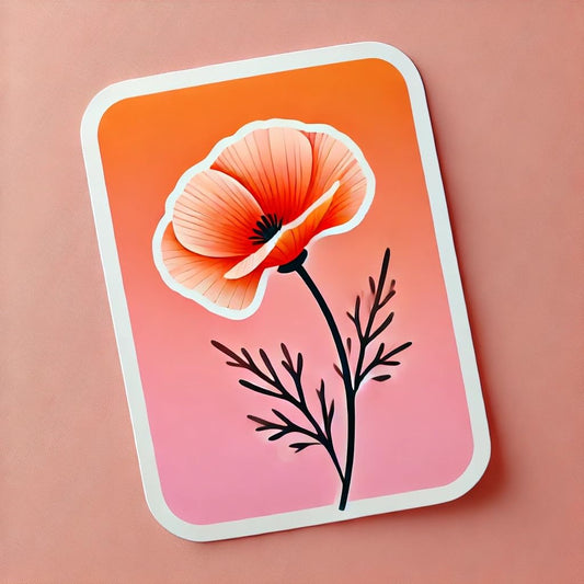 Vinyl sticker: California Poppy with Pastel Gradient Decal - Waterproof Sticker for Laptop, Wall, Car, Window, Bumper, Truck, and Water Bottle