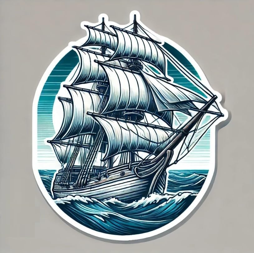 Vinyl sticker: Set Sail Nautical-Themed Sticker for Laptop, Wall, Car, Window, Bumper, Waterproof Decal for Truck, Water Bottle, Auto, and Boat