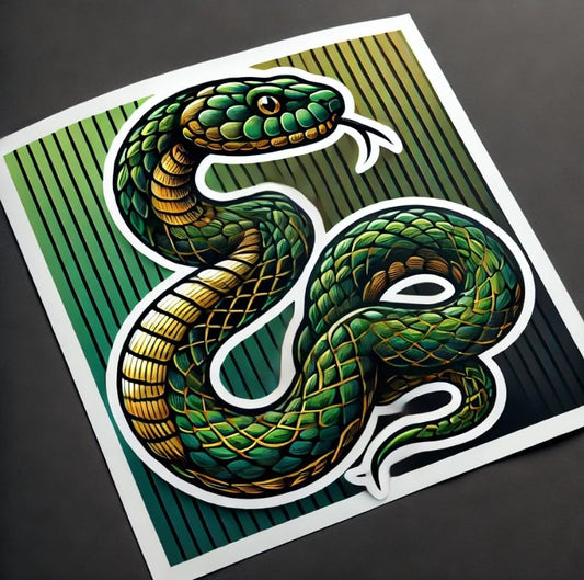 Vinyl sticker: Coiled Snake Artistic Decal for Laptop, Wall, Car, Window, Bumper, Sticker, Truck, Waterproof Auto, Water Bottle