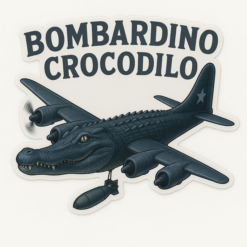 Vinyl sticker: Waterproof Bombardino Crocodilo Sticker for Laptop Wall Car Window Bumper Decal Truck Auto Water Bottle – Labeled WWII Crocodile Bomber Hybrid Art 4in